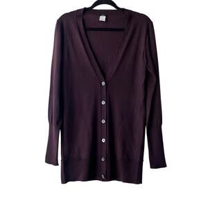 J. Crew Merino‎ Wool Burgundy Button Down Cardigan Sweater Size M